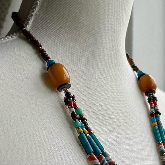 Handmade | Vintage | African Trade Beads Multi-Strand 23" Necklace - Picture 5 of 13